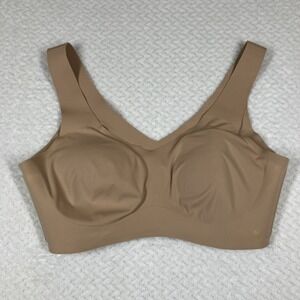 Honeylove CrossOver Wireless Bra Sz XL Beige Removable Pads Full Coverage